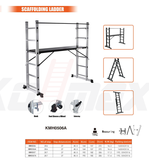 How Many Forms Can One Scaffold Be Converted? Multi-function Aluminum Scaffolding, Convertible Mobile Work Platform / Straight Ladder / A-frame Ladder, OEM & ODM Available